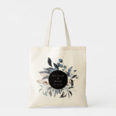 brute winterbloemmonogram voor de vorsty dusty blu tote bag (Achterkant)