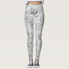 Bruto zwarte en witte inkepingen van bladeren en p leggings