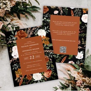 Brutobruine terracotta floral bruiloft flyer