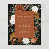Brutobruine terracotta floral bruiloft flyer (Voorkant)