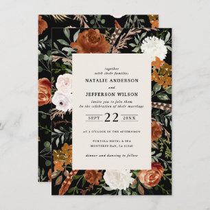 Brutobruine terracotta floral bruiloft kaart