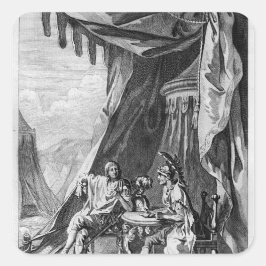 Brutus en Cassius in Brutus's Tent Vierkante Sticker (Voorkant)