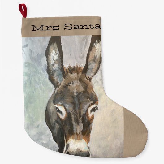 Brutus Miniature Donkey Kerstmis stoppen Grote Kerstsok (Voorkant)