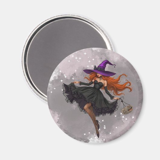 Bruxa elegante Halloween imã Magneet (Voorkant / Achterkant)