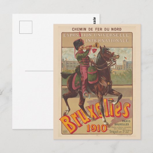 Bruxelles België Vintage Poster 1910 Briefkaart (Voorkant / Achterkant)
