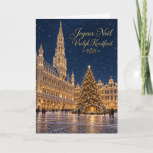 Bruxelles Grote Markt Prettig Kerstfeest Feestdagen Kaart