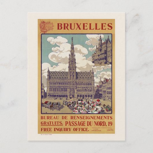 Bruxelles Vintage Poster 1913 Briefkaart (Voorkant)