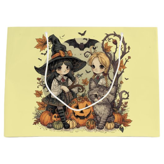 Bruxinhas Kawaii com Gatinho e Abóboras  Groot Cadeauzakje (Voorkant)