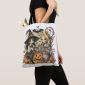 Bruxinhas Kawaii com Gatinho e Abóboras – Hallowee Tote Bag (Dichtbij)