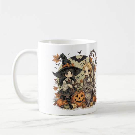 Bruxinhas Kawaii com Gatinho e Abóboras Koffiemok (Links)