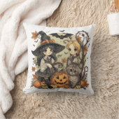 Bruxinhas Kawaii com Gatinho e Abóboras  Kussen (Deken)