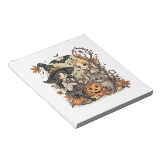 Bruxinhas Kawaii com Gatinho e Abóboras  Notitieblok (Schuin)