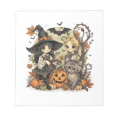 Bruxinhas Kawaii com Gatinho e Abóboras  Notitieblok (Voorkant)
