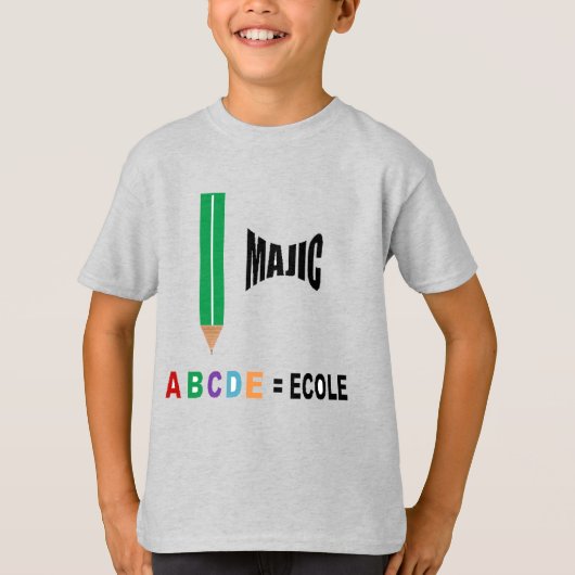 Bruyère Grijs-jersey-T-shirt Magic ECOLE T-shirt (Voorkant)