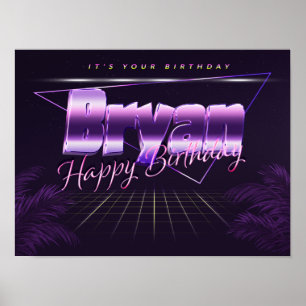 Bryan Name Vorlila retro Poster Geburtstag