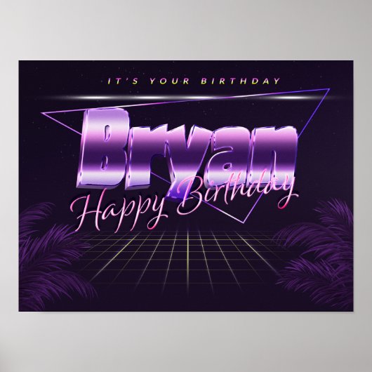 Bryan Name Vorlila retro Poster Geburtstag (Voorkant)