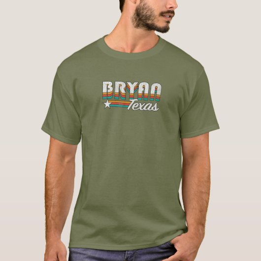 BRYAN TX / Bryan Texas Retro Rainbow Design T-shirt (Voorkant)