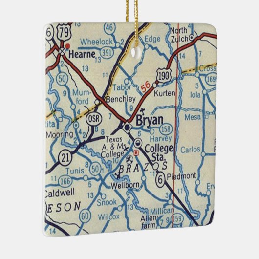 Bryan TX Map Keramisch Ornament (Rechts)