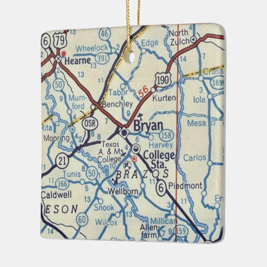 Bryan TX Map Keramisch Ornament (Links)