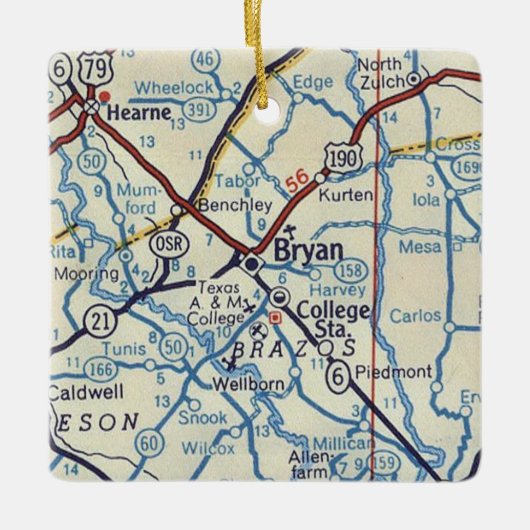 Bryan TX Map Keramisch Ornament (Voorkant)