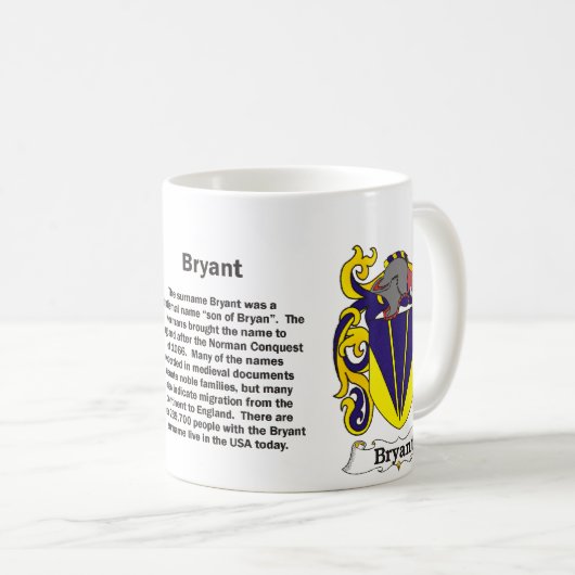 Bryant familie Crest op een mok (Voorkant rechts)