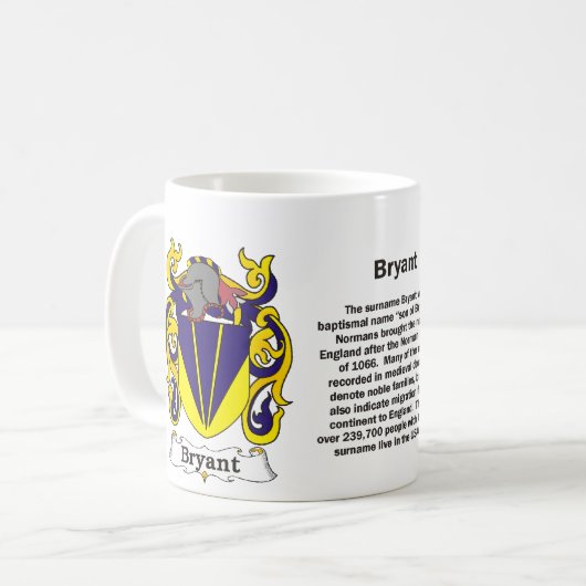 Bryant familie Crest op een mok (Voorkant links)