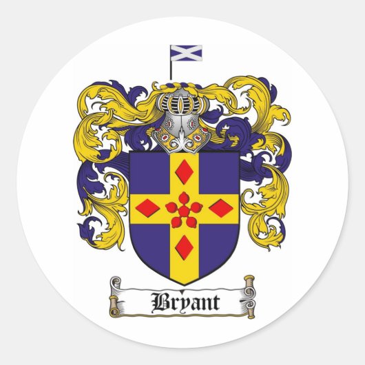 BRYANT FAMILY CREST - BRYANT WAPEN RONDE STICKER (Voorkant)