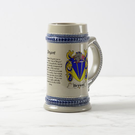Bryant Family Crest Ceramic Stein Bierpul (Voorkant rechts)