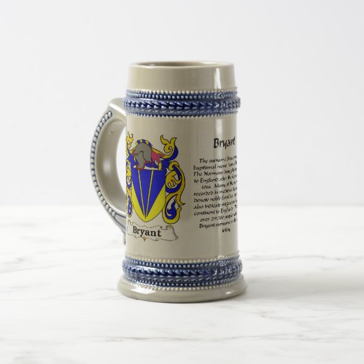 Bryant Family Crest Ceramic Stein Bierpul (Voorkant links)