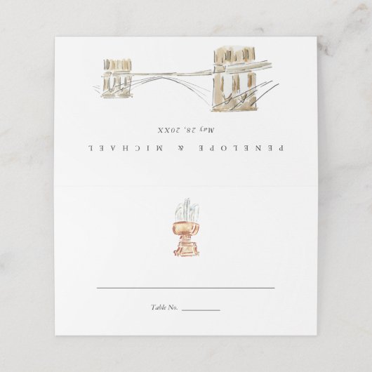 Bryant Park Fontein New York City Bruiloft Plaatskaartje (Buitenkant ongevouwen)