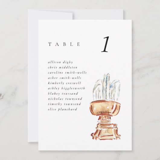 Bryant Park Fontein NYC Bruiloft Zitkaarten (Voorkant)