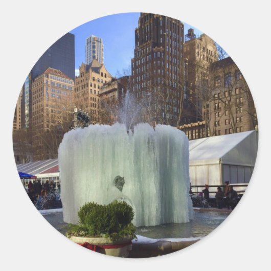 Bryant Park NYC Frozen kerstfoto openen Ronde Sticker (Voorkant)