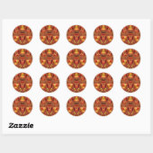 BRYANT ~ Rood Bruin Geel Fractal Design ~ Ronde Sticker (Vel)