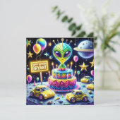 BRYANT ~ Verjaardag Kaart ~ Alien Verjaardag Taart (Staand voorkant)