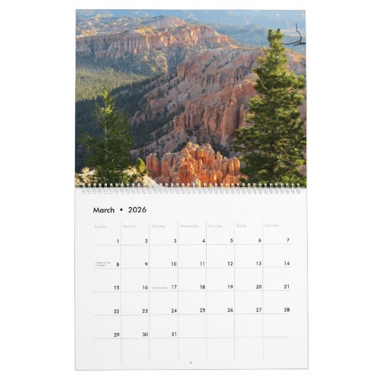 Bryce Canyon 2026 Photographic 12-Month Calendar Kalender (Mar 2026)