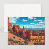 Bryce Canyon Hoodoos Vintage Art Briefkaart (Voorkant / Achterkant)