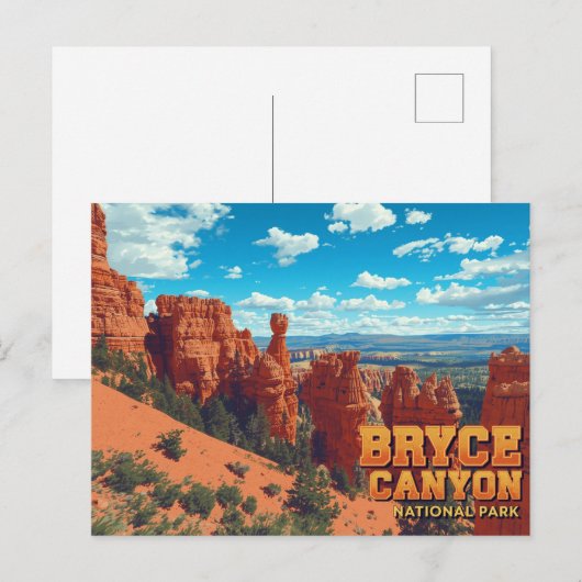 Bryce Canyon Hoodoos Vintage Art Briefkaart (Voorkant / Achterkant)