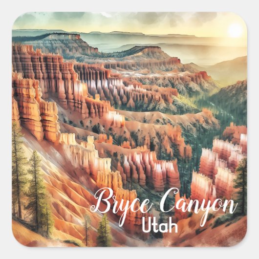 Bryce Canyon, Nationaal park Utah Vierkante Sticker (Voorkant)