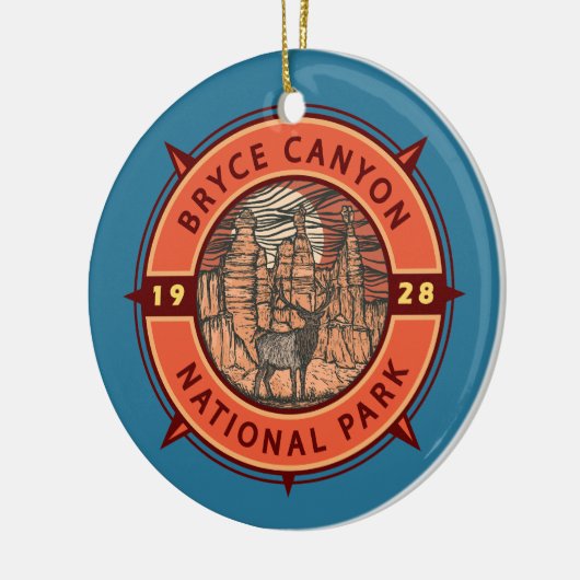 Bryce Canyon National Park Elk Retro Compass Keramisch Ornament (Links)