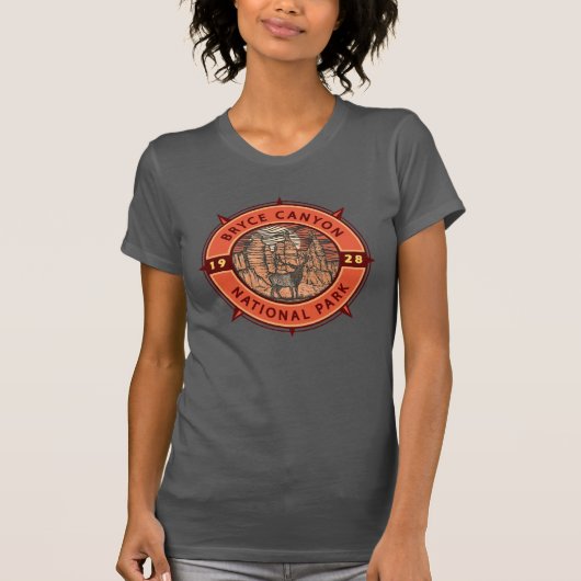 Bryce Canyon National Park Elk Retro Compass T-shirt (Voorkant)