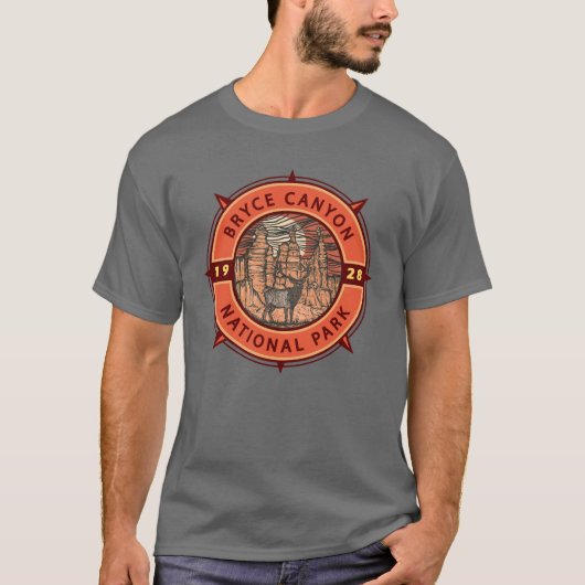 Bryce Canyon National Park Elk Retro Compass T-shirt (Voorkant)