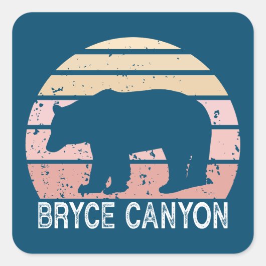 Bryce Canyon National Park Retro Beer Vierkante Sticker (Voorkant)