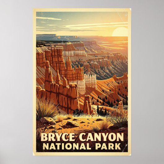 Bryce Canyon National Park Retro Poster (Voorkant)