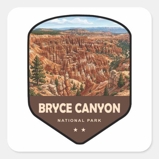 Bryce Canyon National Park Schild Vierkante Sticker (Voorkant)