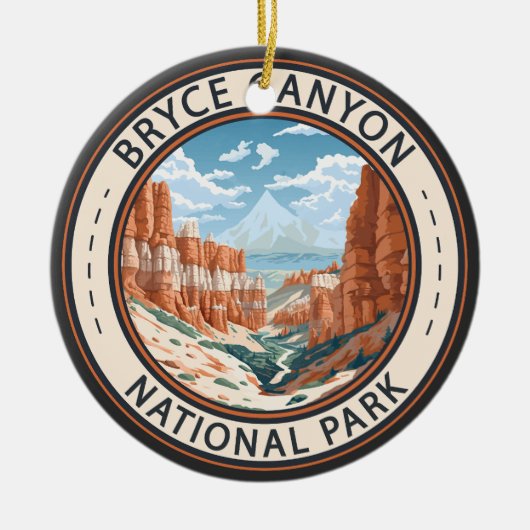 Bryce Canyon National Park Trail Illustratie Kunst Keramisch Ornament (Voorkant)