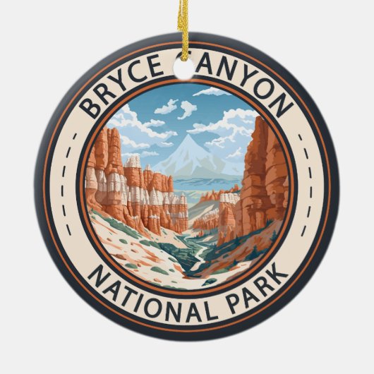 Bryce Canyon National Park Trail Illustratie Kunst Keramisch Ornament (Achterkant)