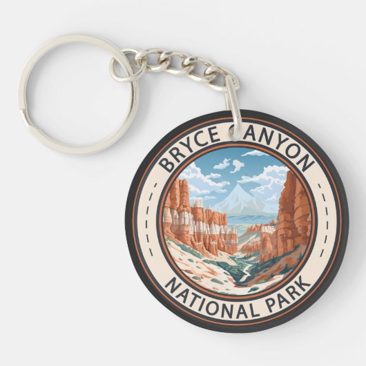 Bryce Canyon National Park Trail Illustratie Kunst Sleutelhanger (Voorkant)