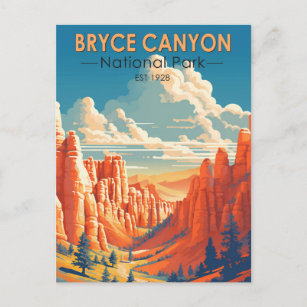 Bryce Canyon National Park Travel Art Vintage Briefkaart
