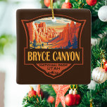 Bryce Canyon National Park Travel Art Vintage Keramisch Ornament<br><div class="desc">Bryce Canyon vectorkunstwerk ontwerp. Het park is een spuitreservaat in het zuiden van Utah,  bekend om gekruiste hadots,  die spinvormige rotsformaties zijn.</div>