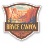 Bryce Canyon National Park Travel Art Vintage Sticker<br><div class="desc">Bryce Canyon vectorkunstwerk ontwerp. Het park is een spuitreservaat in het zuiden van Utah,  bekend om gekruiste hadots,  die spinvormige rotsformaties zijn.</div>